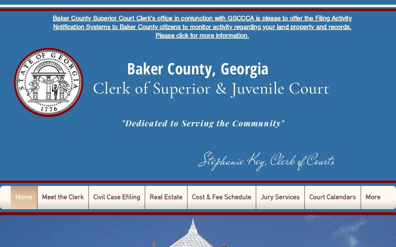 Baker County Clerk of Superior Court source for court dispositions after a booking