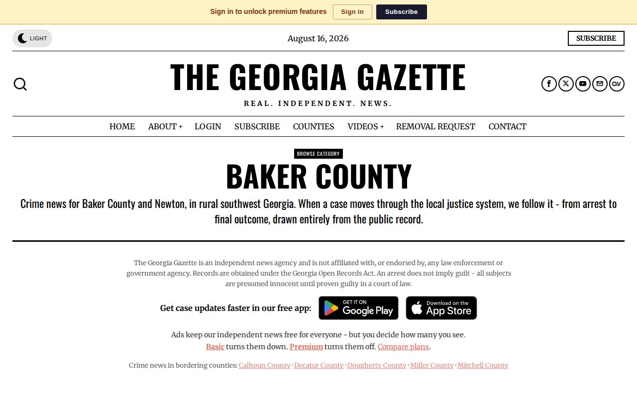 The Georgia Gazette Baker County crime news and court updates section